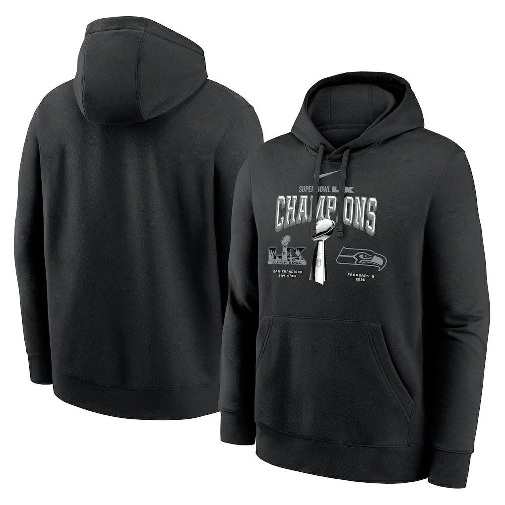 Seattle Seahawks Super Bowl LX Champions Locker Room Trophy Collection Fleece Hoodie - Black | Nike discount
