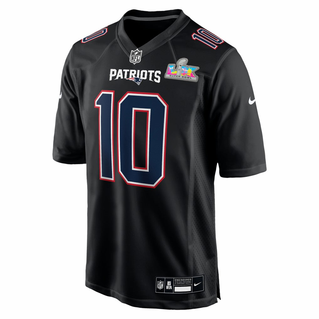 Drake Maye New England Patriots Super Bowl LX Patch Carbon Fashion Game Jersey - Black | Nike for sale