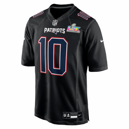 Drake Maye New England Patriots Super Bowl LX Patch Carbon Fashion Game Jersey - Black | Nike for sale