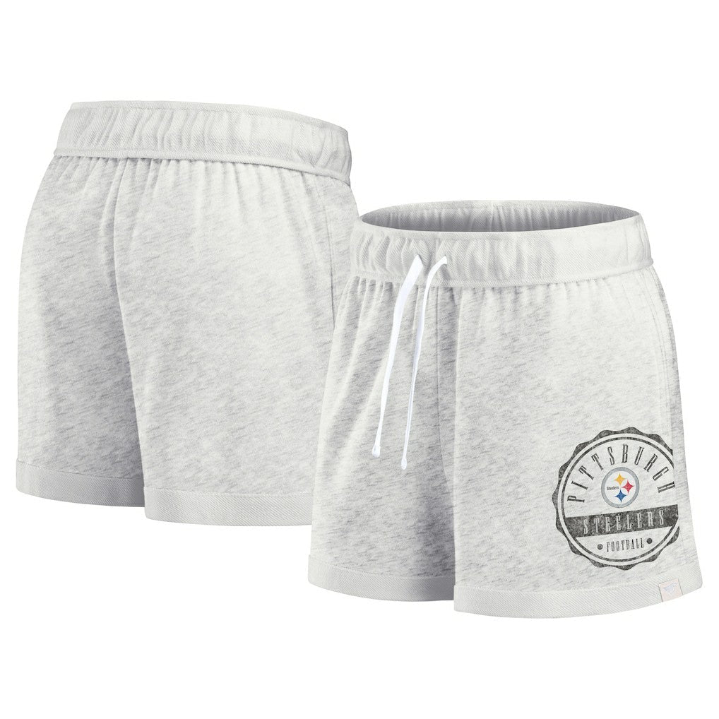 Pittsburgh Steelers Women's Vintage Badge Shorts - Oatmeal for sale