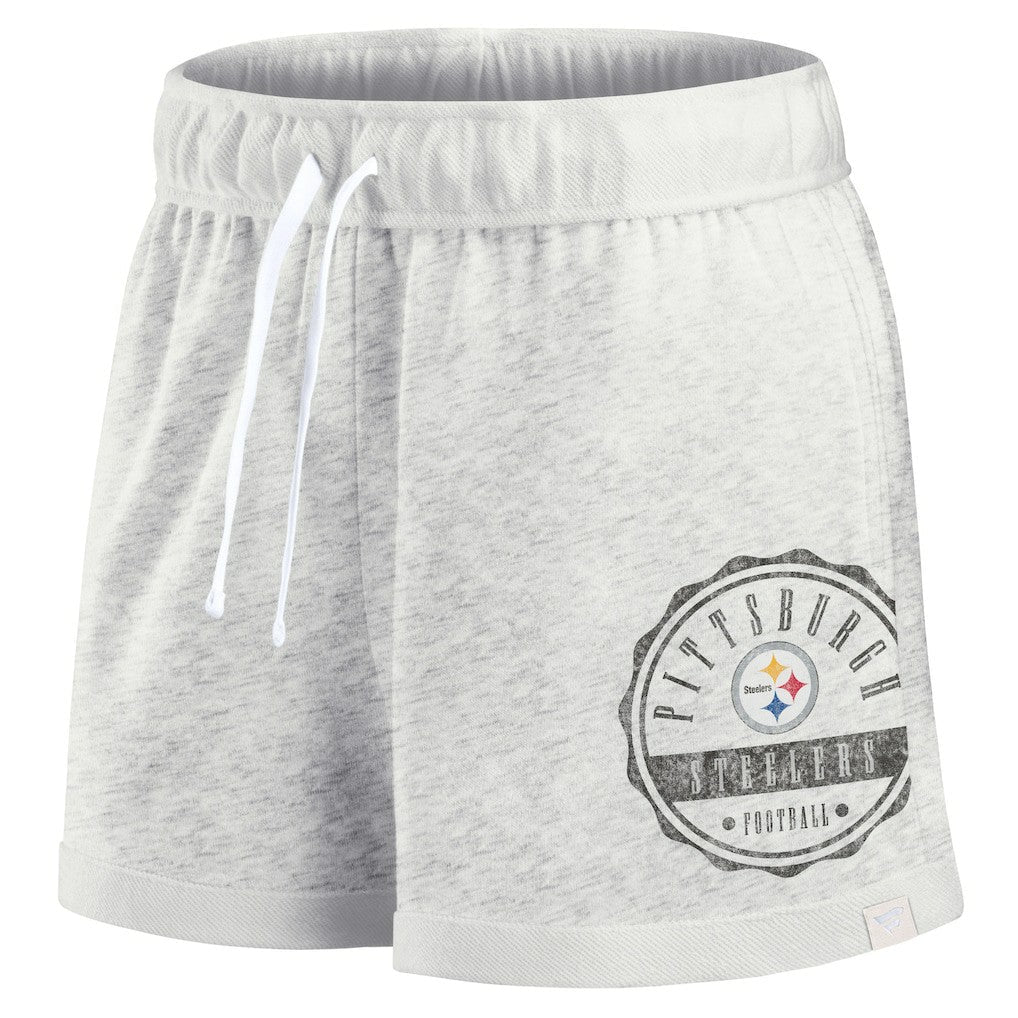 Pittsburgh Steelers Women's Vintage Badge Shorts - Oatmeal for sale