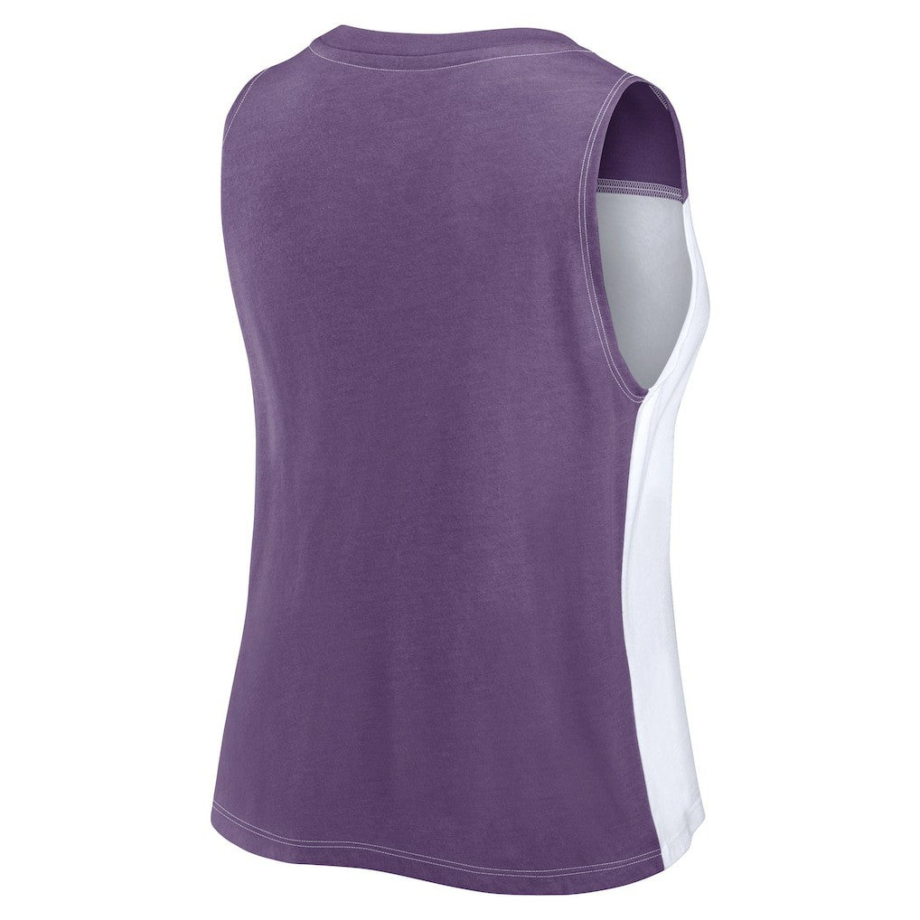 Baltimore Ravens FanaticsWomen's Script Color Block Tank Top - Purple/White discount
