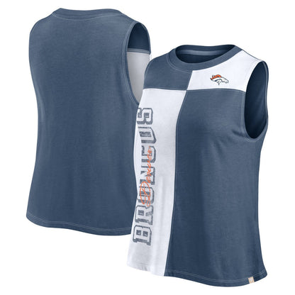 Denver Broncos FanaticsWomen's Script Color Block Tank Top - Navy/White outlet