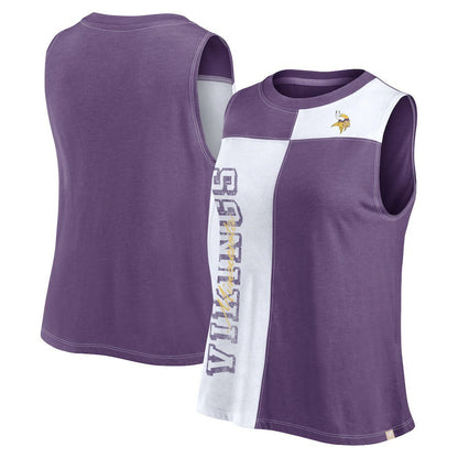Minnesota Vikings FanaticsWomen's Script Color Block Tank Top - Purple/White cheap