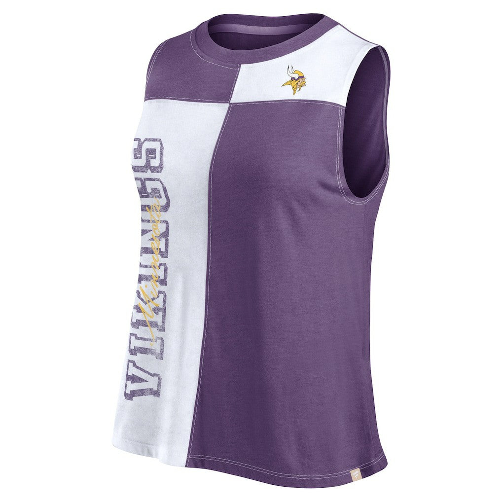 Minnesota Vikings FanaticsWomen's Script Color Block Tank Top - Purple/White cheap