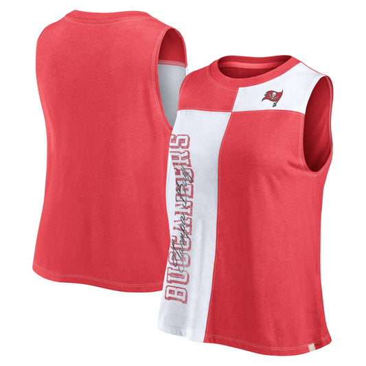 Tampa Bay Buccaneers FanaticsWomen's Script Color Block Tank Top - Red/White discount