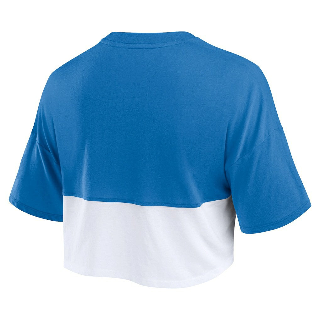Buffalo Bills Women's Boxy Color Split Cropped T-Shirt - Royal/White sale