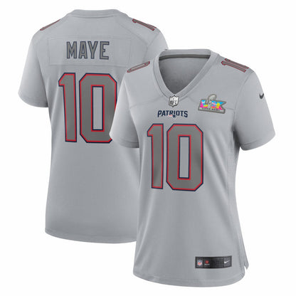 Drake Maye New England Patriots Women's Super Bowl LX Patch Atmosphere Fashion Game Jersey - Silver | Nike sale