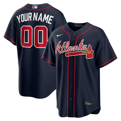 Atlanta Braves Alternate Replica Custom Jersey - Navy | Nike