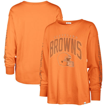 Cleveland Browns '47 Women's Tom Cat Lightweight Long Sleeve T-Shirt - Orange for sale