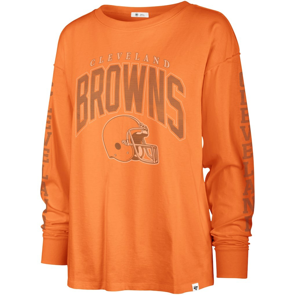 Cleveland Browns '47 Women's Tom Cat Lightweight Long Sleeve T-Shirt - Orange for sale