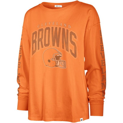 Cleveland Browns '47 Women's Tom Cat Lightweight Long Sleeve T-Shirt - Orange for sale