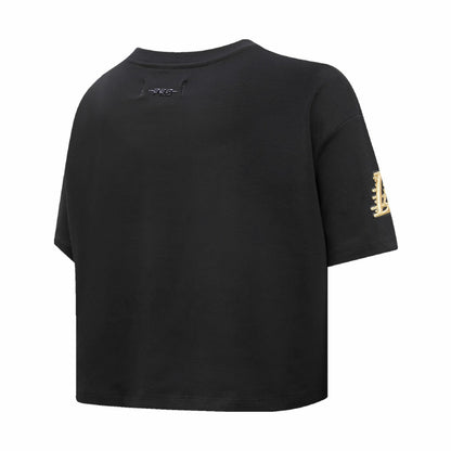 Los Angeles Lakers Pro Standard Women's Holiday Glam Boxy T-Shirt - Black on sale