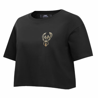 Milwaukee Bucks Pro Standard Women's Holiday Glam Boxy T-Shirt - Black shop
