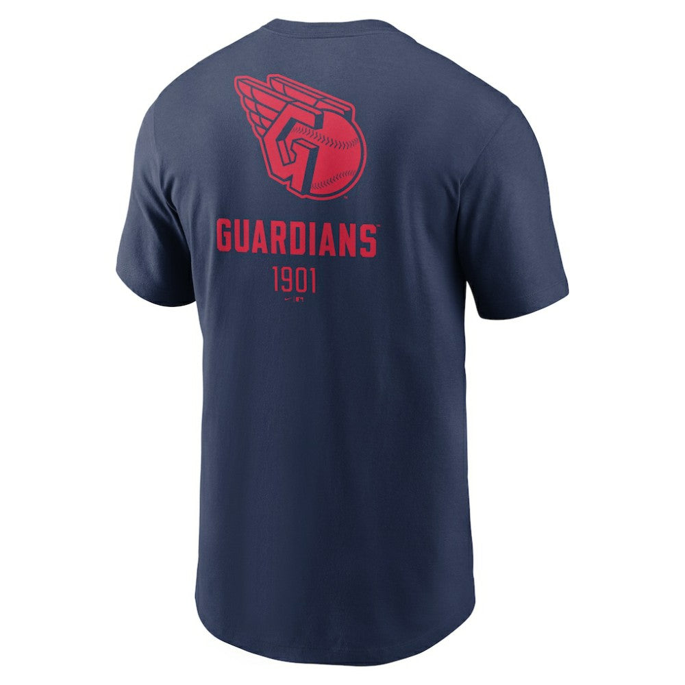 Cleveland Guardians Large Logo Back Stack T-Shirt - Navy | Nike