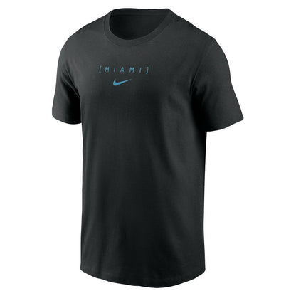 Miami Marlins Large Logo Back Stack T-Shirt - Black | Nike