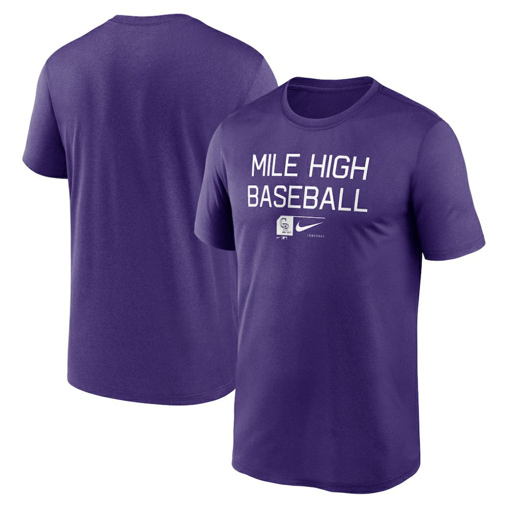 Colorado Rockies Baseball Phrase Legend Performance T-Shirt - Purple | Nike