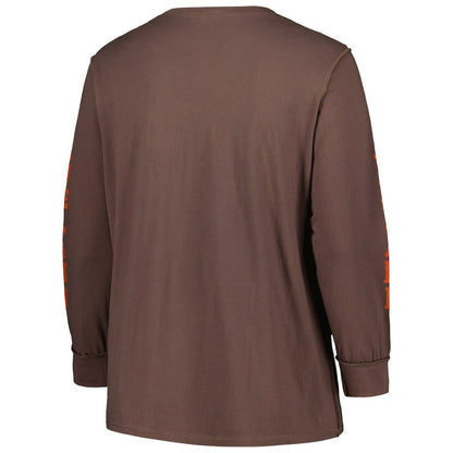 Cleveland Browns '47 Women's Plus Size Honey Cat SOA Long Sleeve T-Shirt - Brown on sale