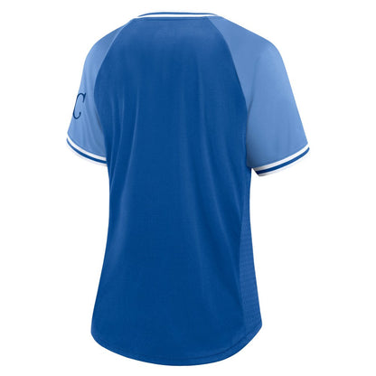 Kansas City Royals Women's Glitz & Glam League Diva Raglan V-Neck T-Shirt - Royal