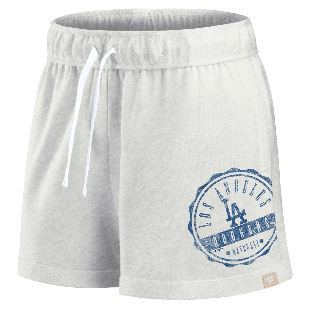 Los Angeles Dodgers Women's Oversized Badge Lounge Shorts - Oatmeal