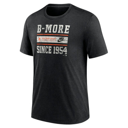 Baltimore Orioles Cooperstown Collection Local Stack Tri-Blend T-Shirt - Heather Black | Nike
