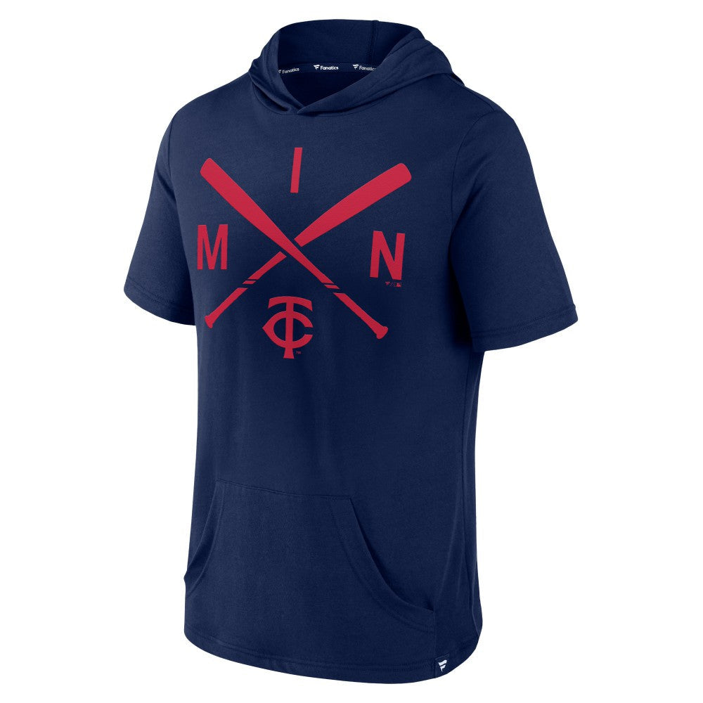Minnesota Twins Iconic Rebel Short Sleeve Hooded Top - Navy