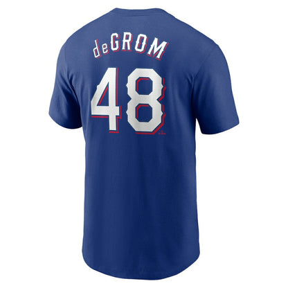 Jacob deGrom Texas Rangers Fuse Name & Number T-Shirt - Royal | Nike