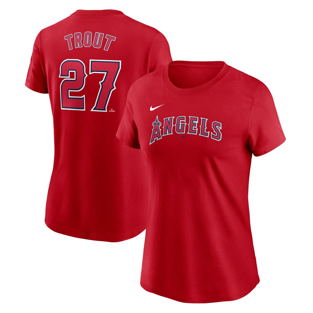 Mike Trout Los Angeles Angels Women's Cooperstown Collection Fuse Name & Number T-Shirt - Red | Nike