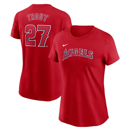 Mike Trout Los Angeles Angels Women's Cooperstown Collection Fuse Name & Number T-Shirt - Red | Nike