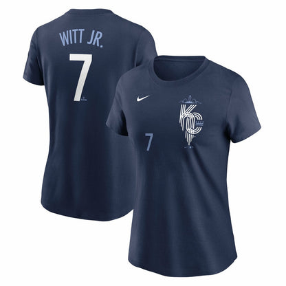 Bobby Witt Jr. Kansas City Royals Women's City Connect Fuse Name & Number T-Shirt - Navy | Nike