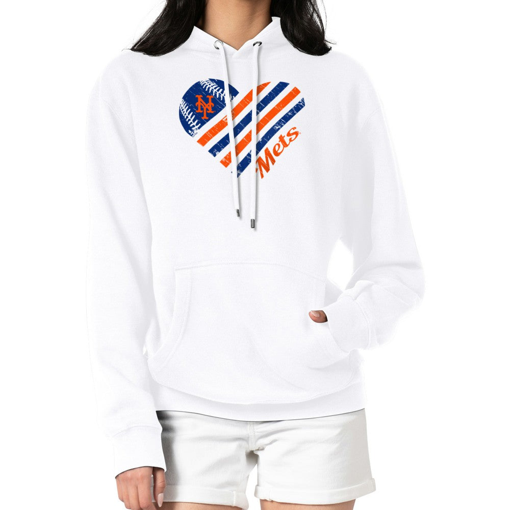 New York Mets G-III 4Her by Carl Banks Women's Heart Fleece Pullover Hoodie - White