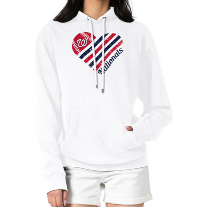 Washington Nationals G-III 4Her by Carl Banks Women's Heart Fleece Pullover Hoodie - White