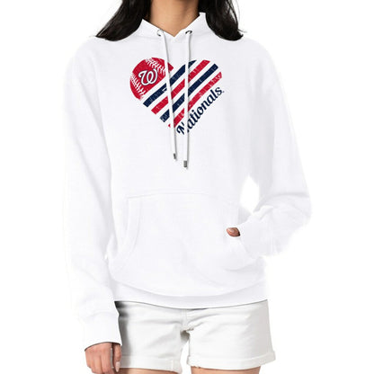 Washington Nationals G-III 4Her by Carl Banks Women's Heart Fleece Pullover Hoodie - White