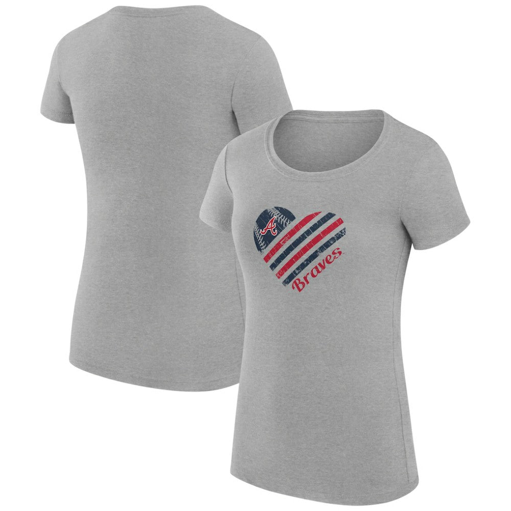 Atlanta Braves G-III 4Her by Carl Banks Women's Super-Slim Fit Lightweight Heart Graphic T-Shirt - Heather Gray