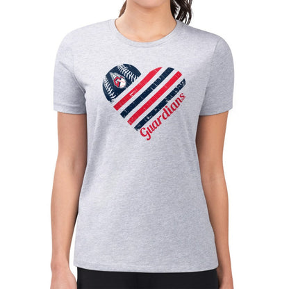 Cleveland Guardians G-III 4Her by Carl Banks Women's Super-Slim Fit Lightweight Heart Graphic T-Shirt - Heather Gray
