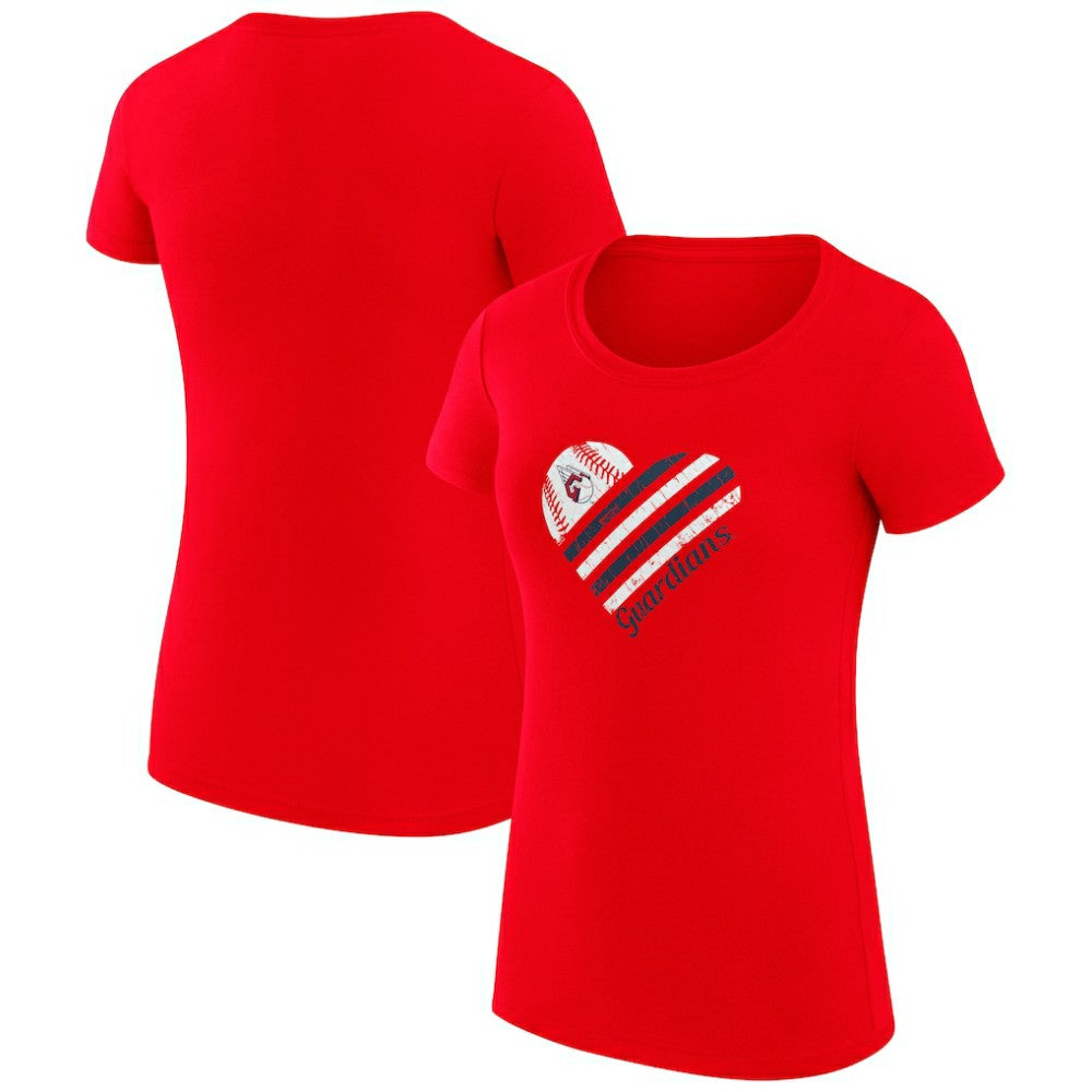 Cleveland Guardians G-III 4Her by Carl Banks Women's Super-Slim Fit Lightweight Heart Graphic T-Shirt - Red