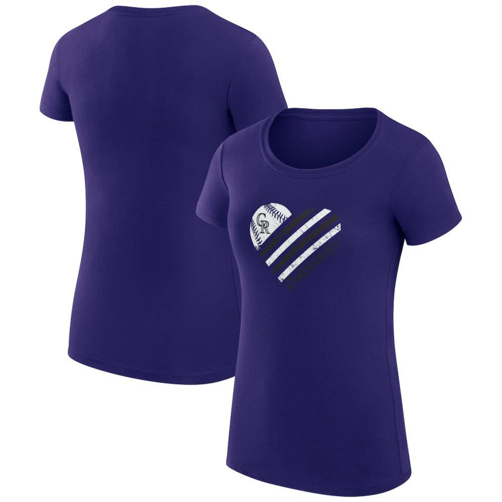 Colorado Rockies G-III 4Her by Carl Banks Women's Super-Slim Fit Lightweight Heart Graphic T-Shirt - Purple