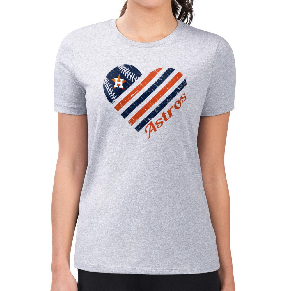 Houston Astros G-III 4Her by Carl Banks Women's Super-Slim Fit Lightweight Heart Graphic T-Shirt - Heather Gray