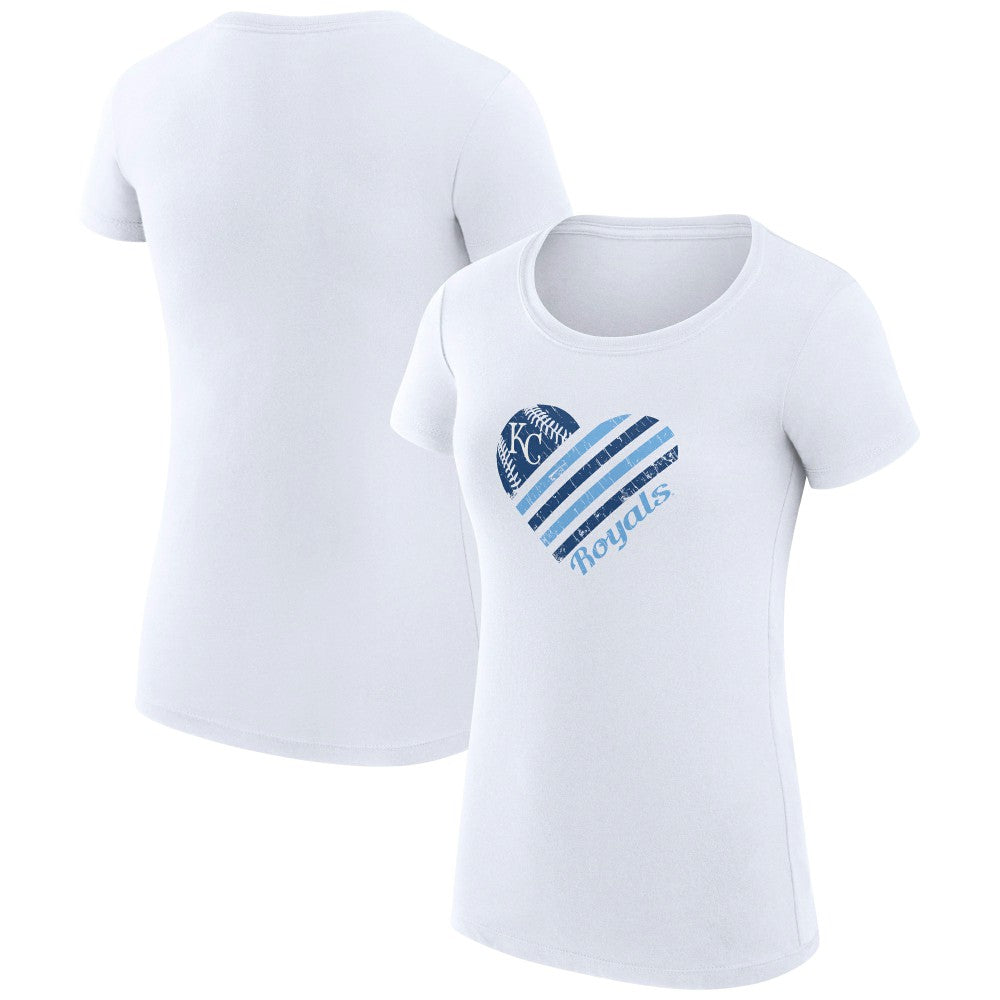 Kansas City Royals G-III 4Her by Carl Banks Women's Super-Slim Fit Lightweight Heart Graphic T-Shirt - White