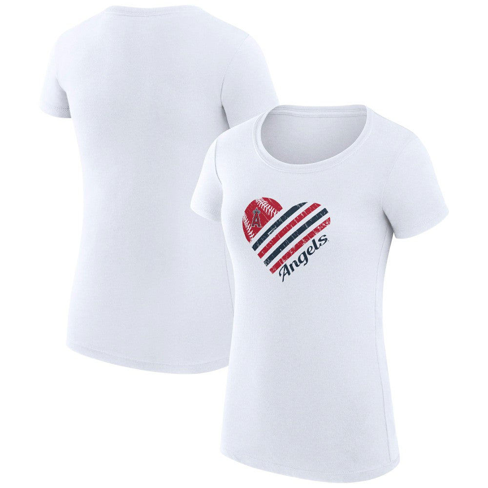 Los Angeles Angels G-III 4Her by Carl Banks Women's Super-Slim Fit Lightweight Heart Graphic T-Shirt - White