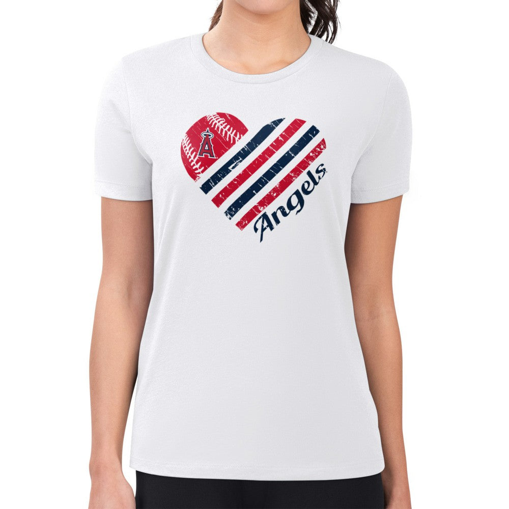 Los Angeles Angels G-III 4Her by Carl Banks Women's Super-Slim Fit Lightweight Heart Graphic T-Shirt - White