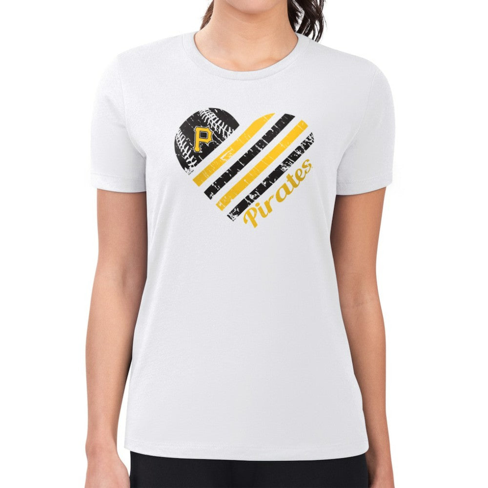 Pittsburgh Pirates G-III 4Her by Carl Banks Women's Super-Slim Fit Lightweight Heart Graphic T-Shirt - White