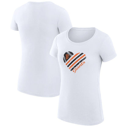 San Francisco Giants G-III 4Her by Carl Banks Women's Super-Slim Fit Lightweight Heart Graphic T-Shirt - White