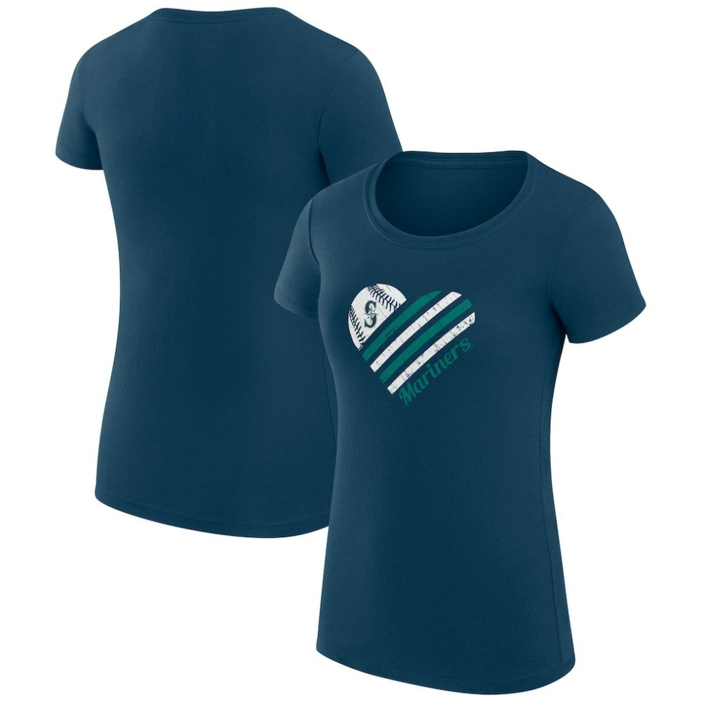 Seattle Mariners G-III 4Her by Carl Banks Women's Super-Slim Fit Lightweight Heart Graphic T-Shirt - Navy