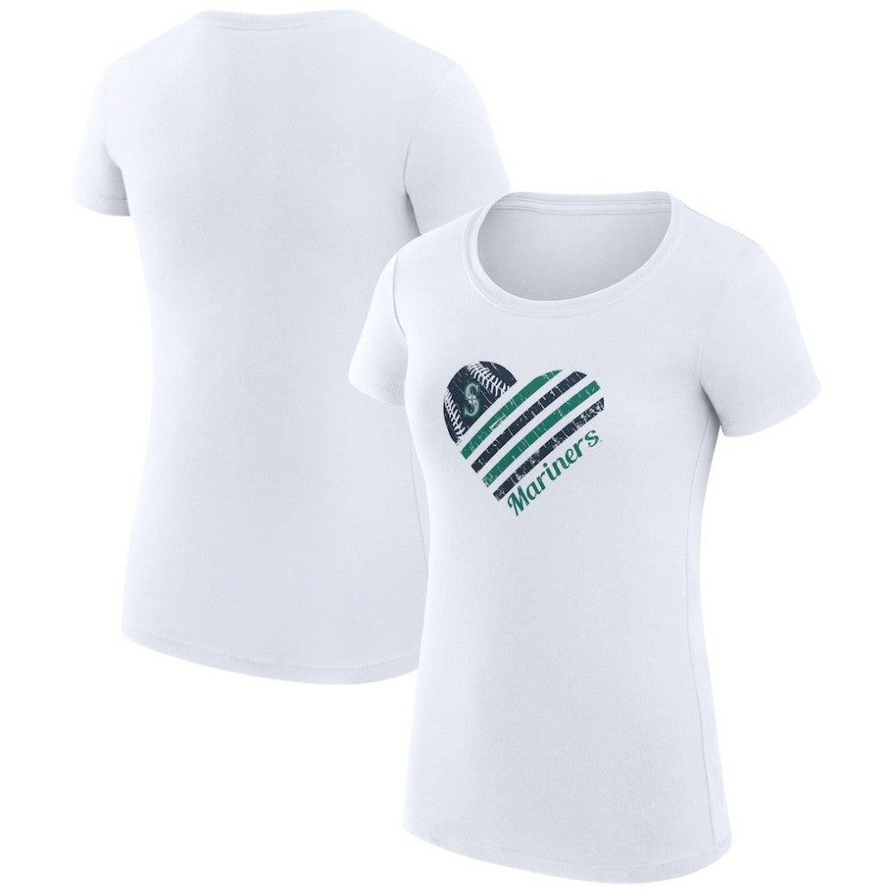 Seattle Mariners G-III 4Her by Carl Banks Women's Super-Slim Fit Lightweight Heart Graphic T-Shirt - White