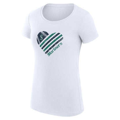 Seattle Mariners G-III 4Her by Carl Banks Women's Super-Slim Fit Lightweight Heart Graphic T-Shirt - White