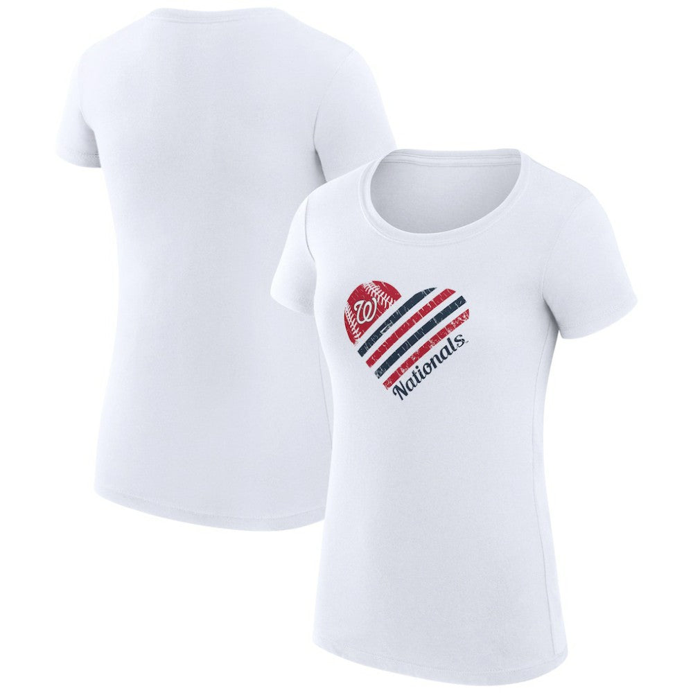 Washington Nationals G-III 4Her by Carl Banks Women's Super-Slim Fit Lightweight Heart Graphic T-Shirt - White