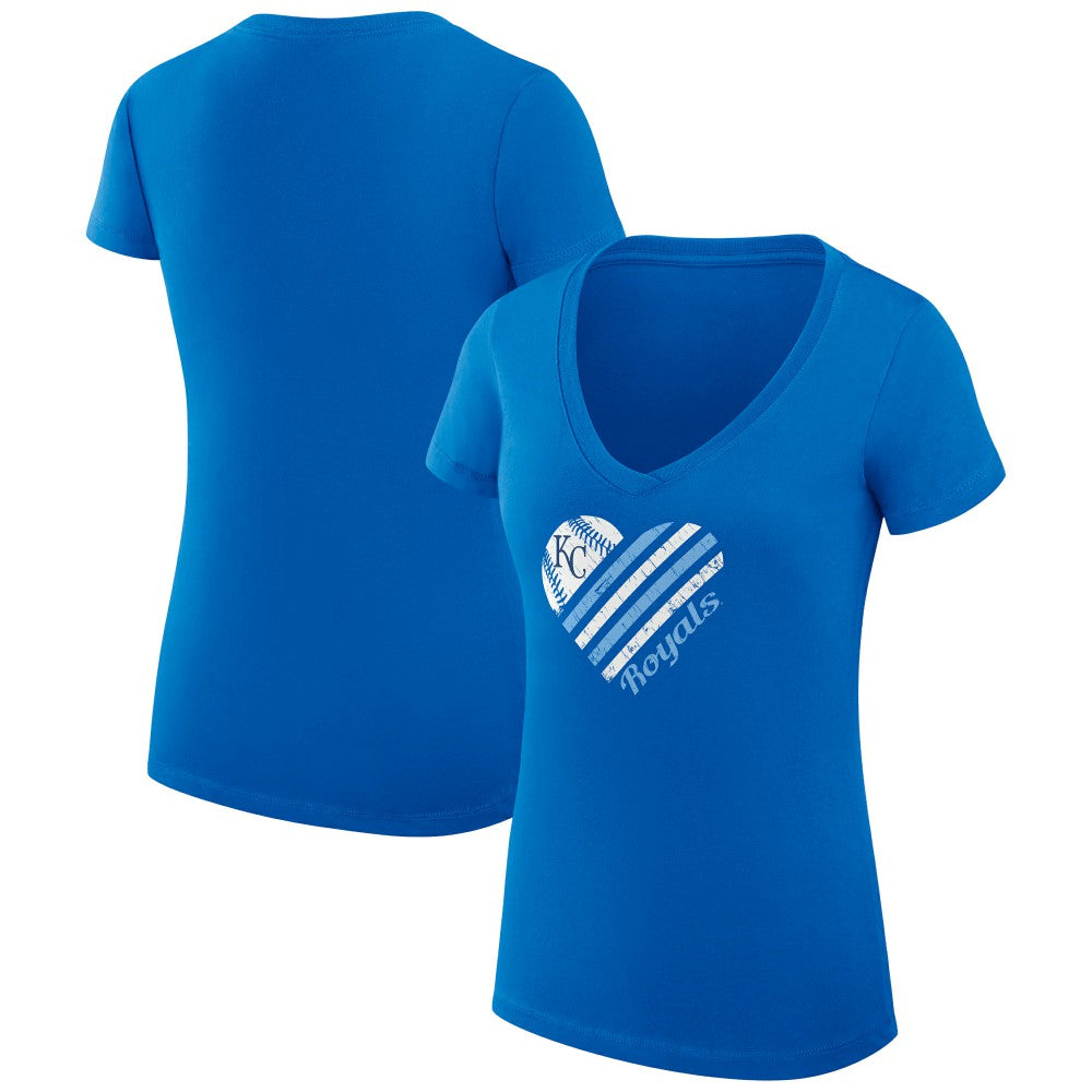 Kansas City Royals G-III 4Her by Carl Banks Women's Super-Slim Fit Lightweight Heart V-Neck T-Shirt - Royal