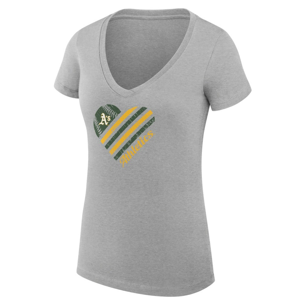 Athletics G-III 4Her by Carl Banks Women's Super-Slim Fit Lightweight Heart V-Neck T-Shirt - Heather Gray