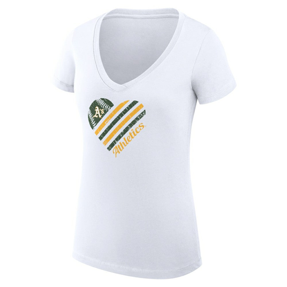 Athletics G-III 4Her by Carl Banks Women's Super-Slim Fit Lightweight Heart V-Neck T-Shirt - White